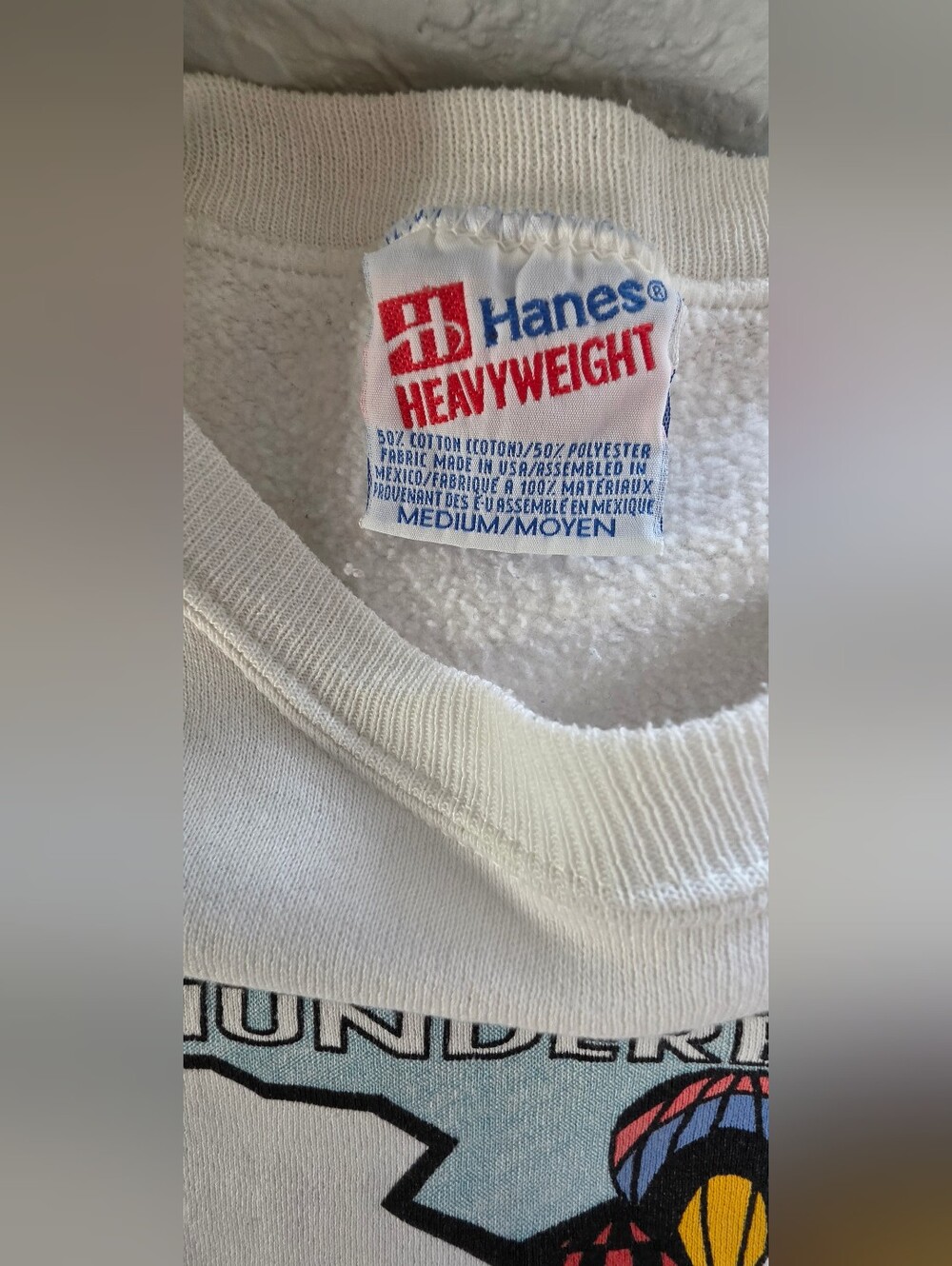 Vintage 1993 Thunderbird Balloon Classic Air Show Sweatshirt Mens M Hanes White - Picture 5 of 8